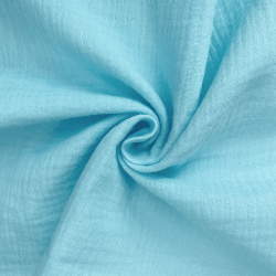 Ткань Муслин Жатый, цвет Небесно-голубой (на отрез)  в Арзамасе
