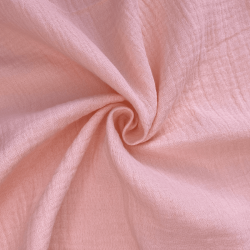 Ткань Муслин Жатый, цвет Нежно-Розовый (на отрез)  в Арзамасе